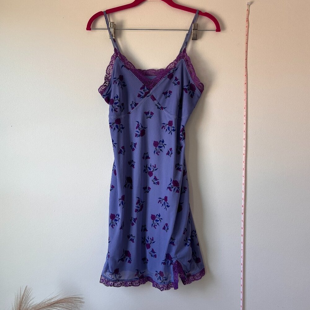 Wild Fable Purple Floral Lace Trim Slip Mini Dress | Size M